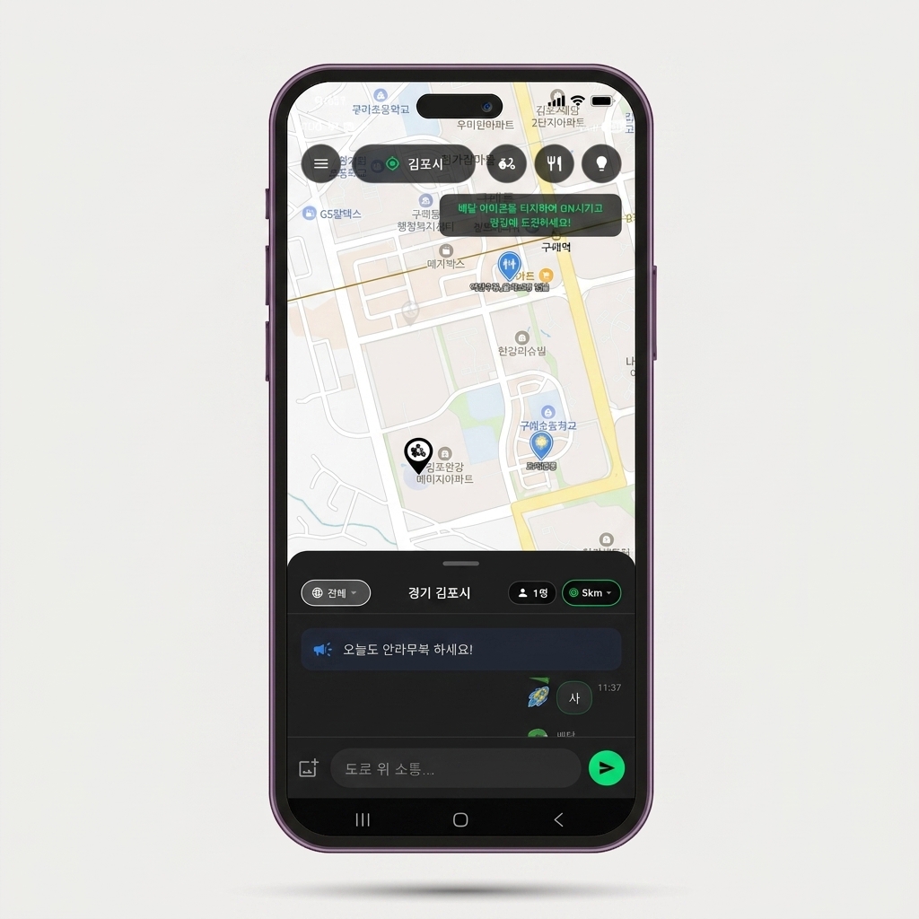 Baedaltalk 지도 화면